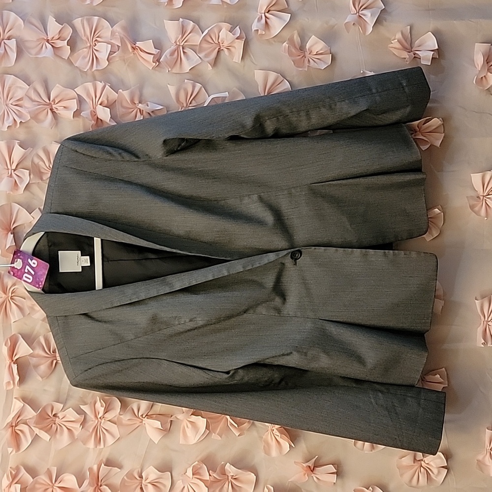 #076 💚 Halogen Y2K Womens Size 12 Gray Blazer Suit Jacket
